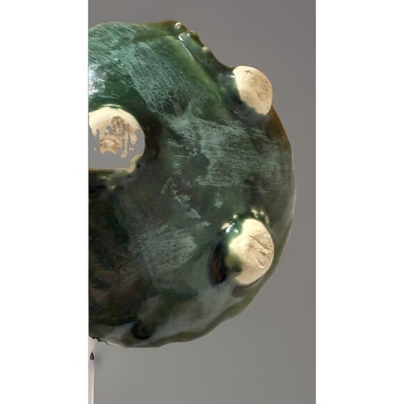 Vintage Majolica Asian Man Fisherman and Frog on Lily Pad Succulent Planter 6” - Picture 2 of 9